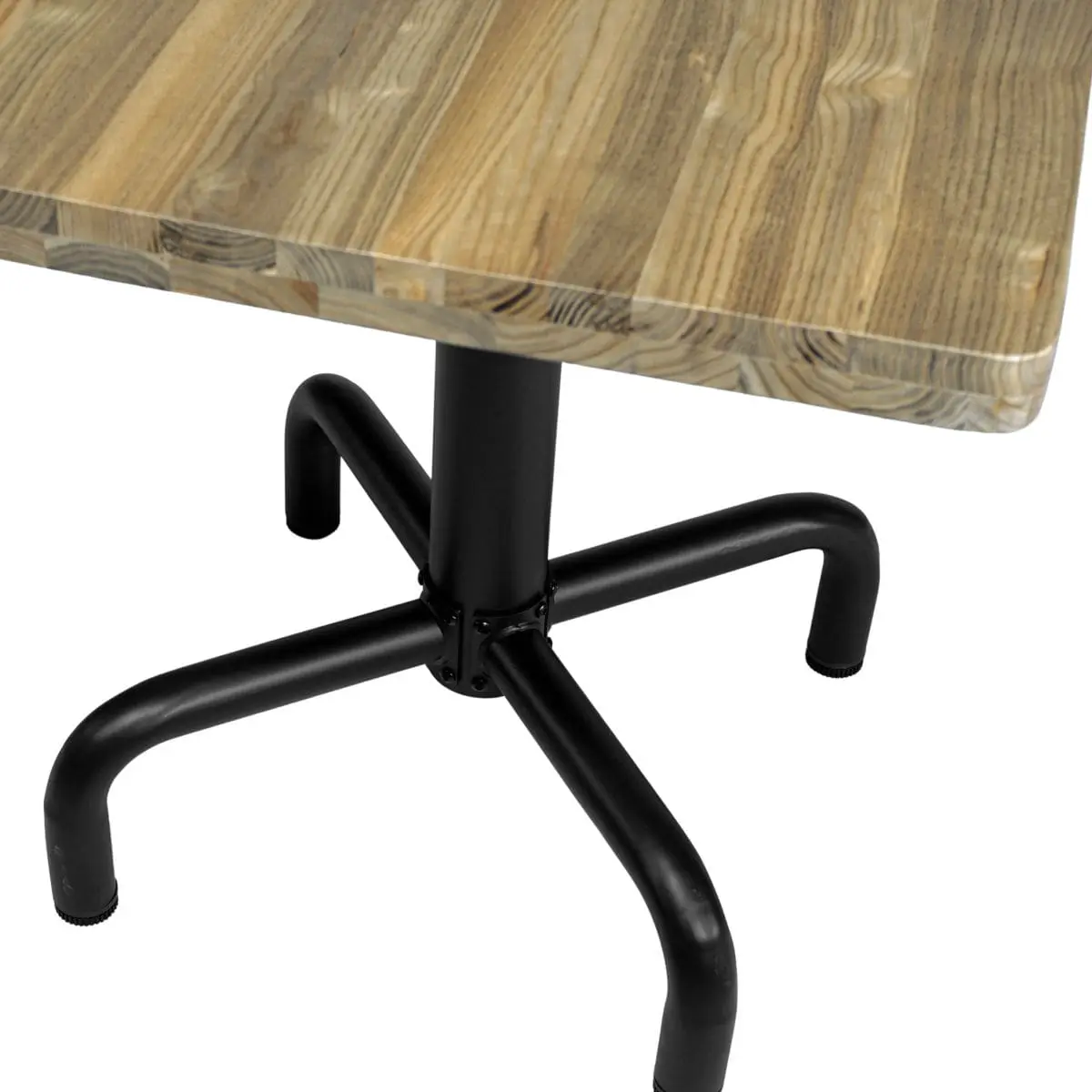Kleiner Tisch masive dicke Tischplatte langlebig nachhaltig Vintage Industrial Design Gestell schwarze Eisensaeule stabil