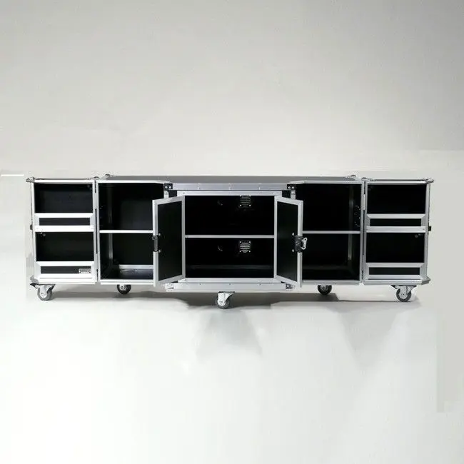 Elegantes Medienmöbel für TV und Audio - TV Lowboard Flightcase Design schwarz