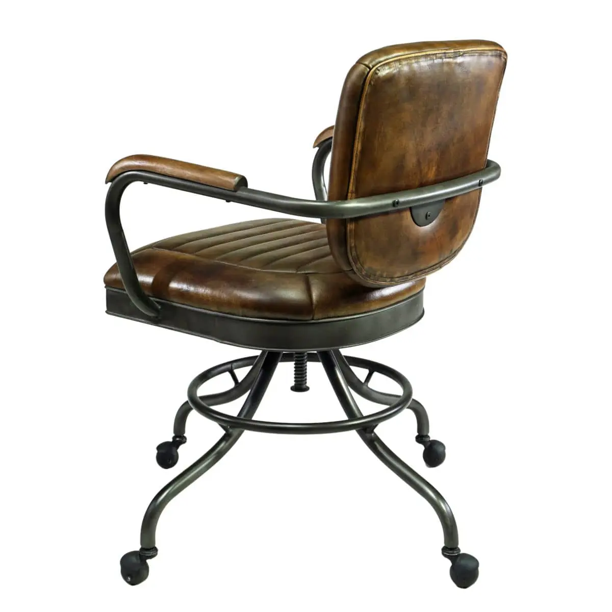 Schreibtischstuhl Premium Bueffelleder Armlehnen drehbar hoehenverstellbar braun