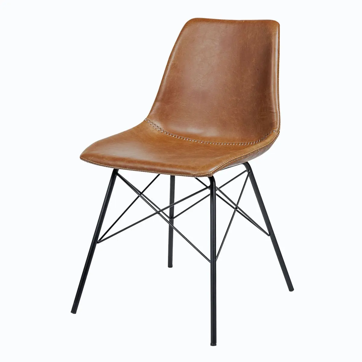 Moderner Stuhl mit Polster braun Gestell schwarz Industrial Style