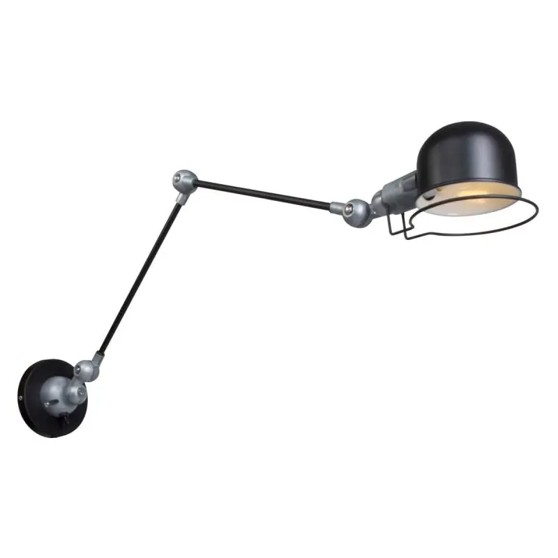 Leselampe retro Industrial Design als Wandlampe schwarz matt mit grossen Schwenkarm