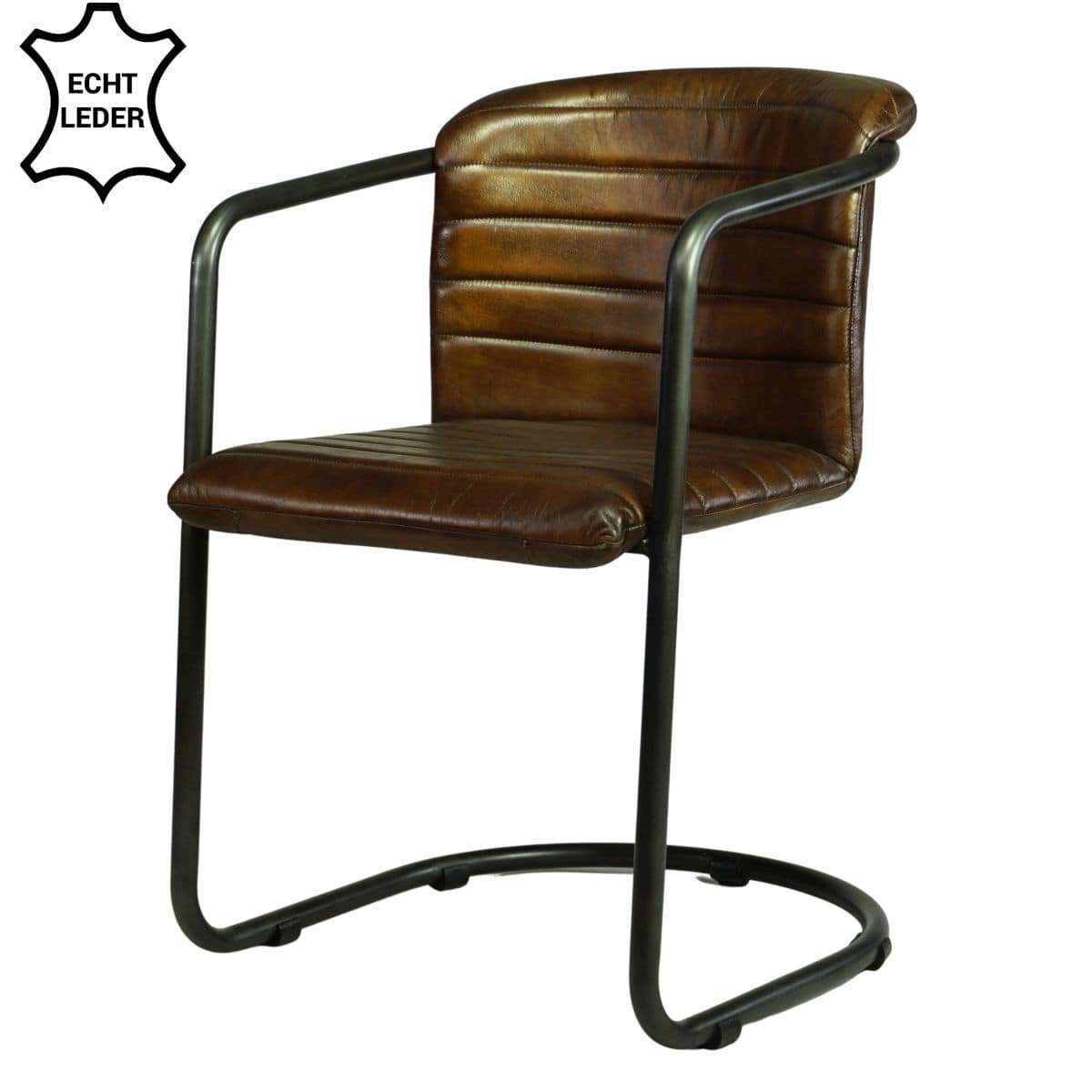 Freischwinger Stuhl Echt Leder Vintage Stil