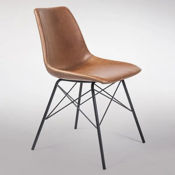Industrial Stuhl für Esstisch zuhause und Restaurant braun gepolstert Modern Vintage