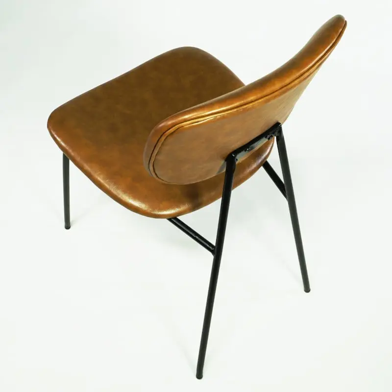 Vintage Industrial Stil Stuhl gepolstert braun Gestell Eisen schwarz matt