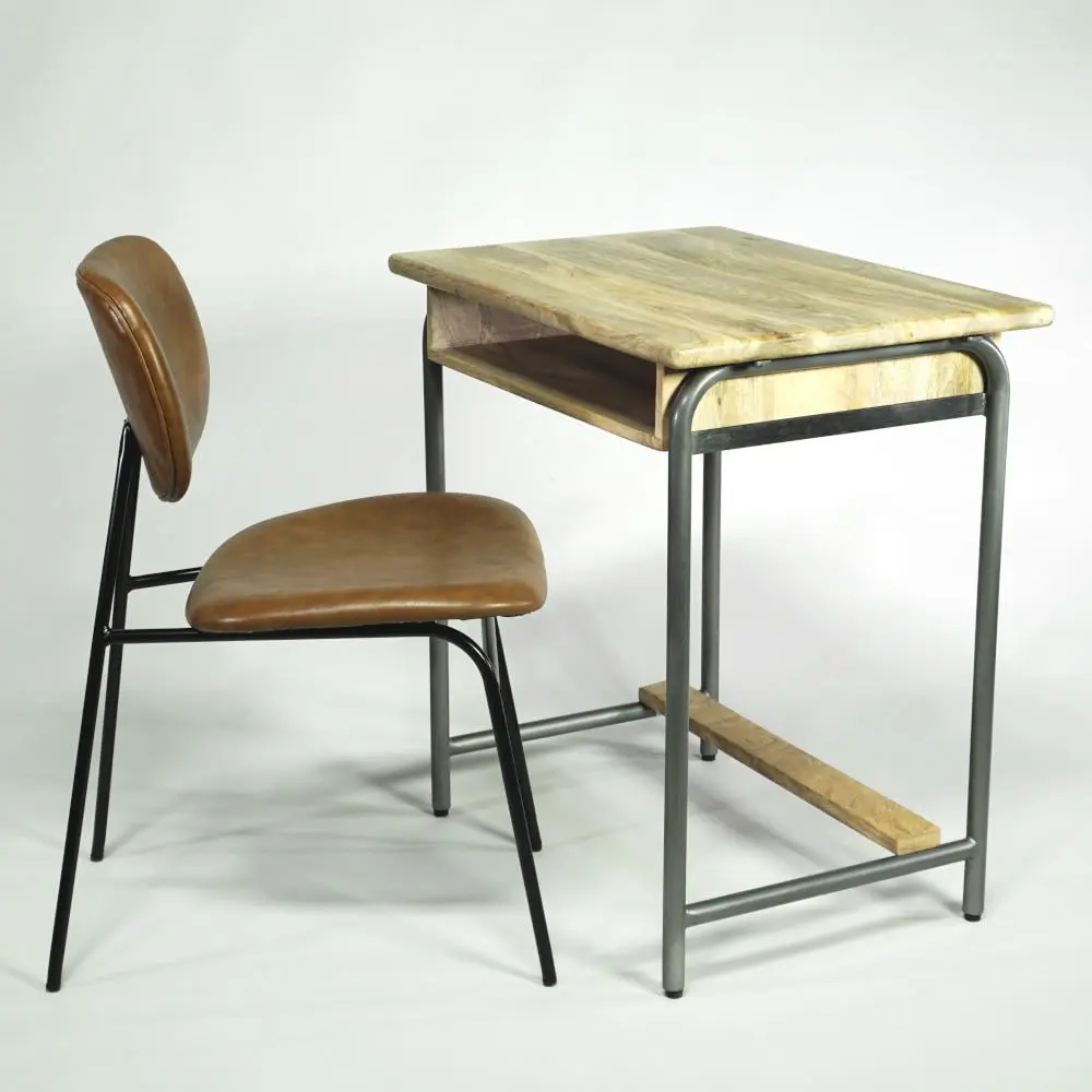 Homeoffice Tisch Vintage Holz und Stahlgestell Schulpult