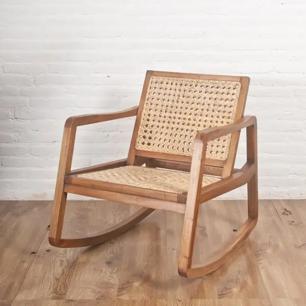 Schaukelstuhl 'Mid Century' - Design mit Wiener Geflecht Schaukelstuhl 'Mid Century' - Design mit Wiener Geflecht