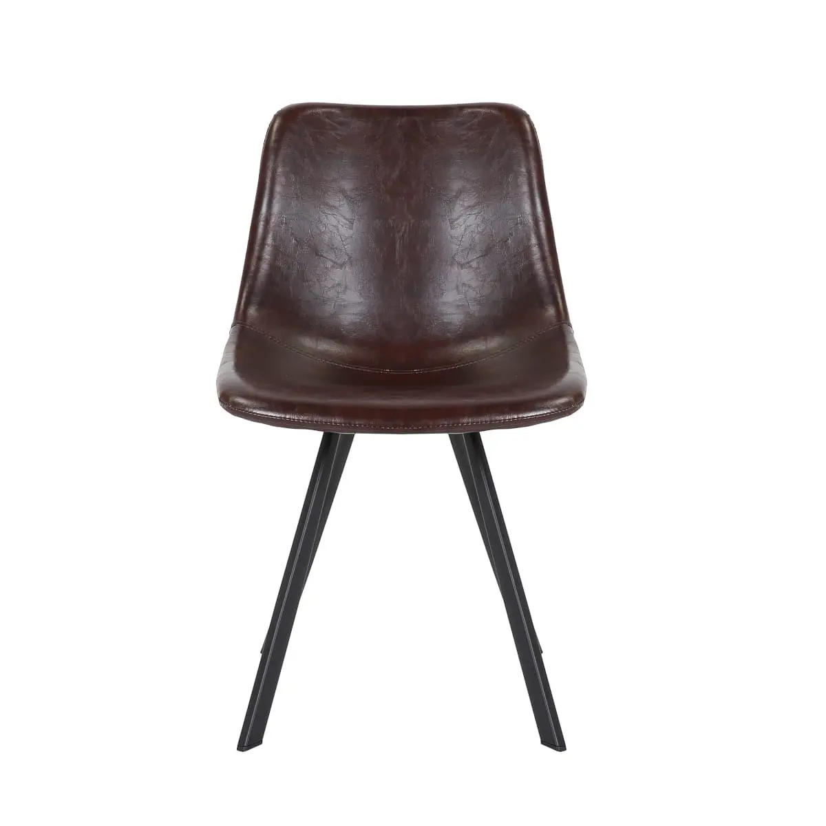 Stuhl Industrial Vintage Stil, braun gepolstert, Esszimmer-Stuhl, Gestell Metall schwarz matt