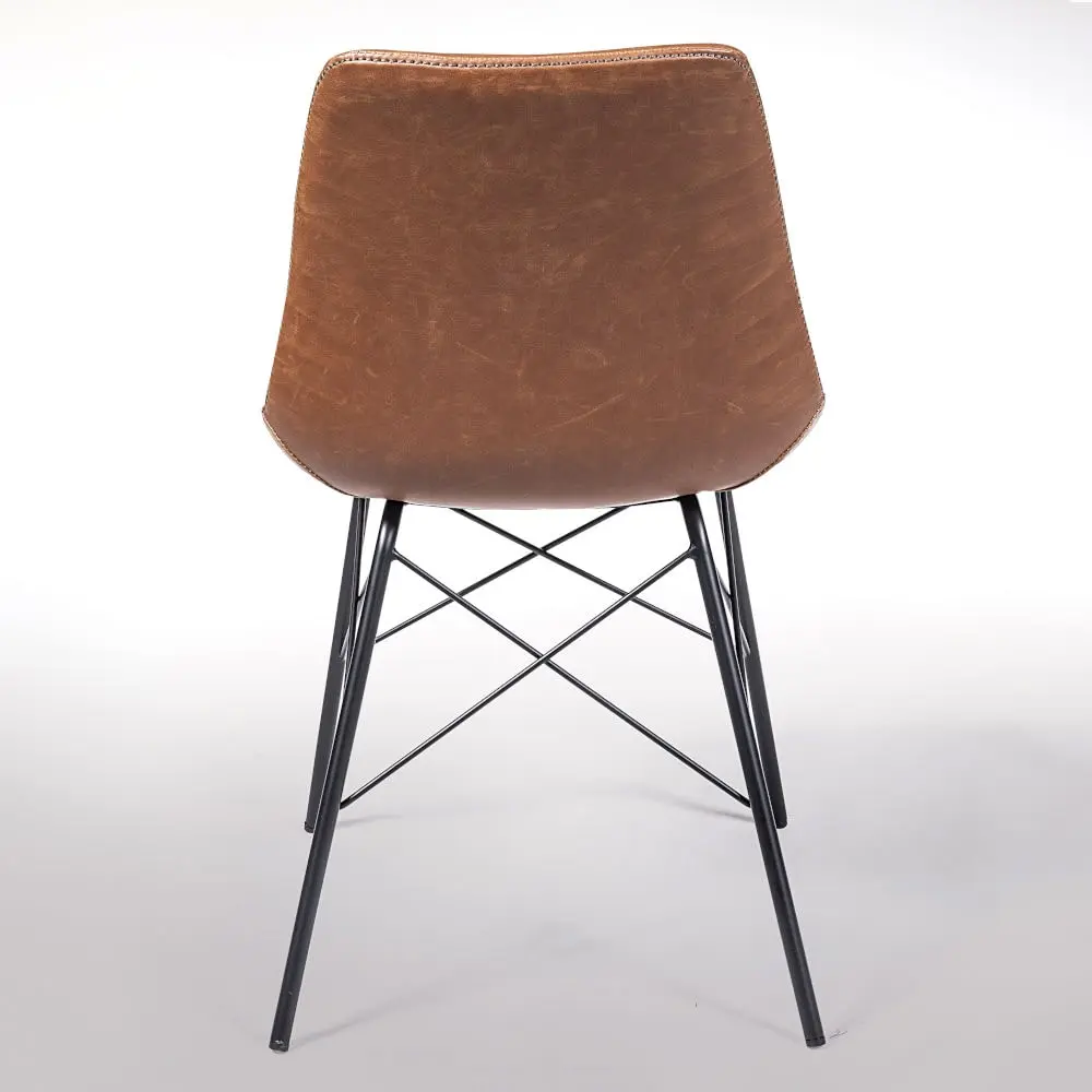 Stuhl mit schwarzem Eisengestell im Modern Industrial Stuhl braun gepolstert