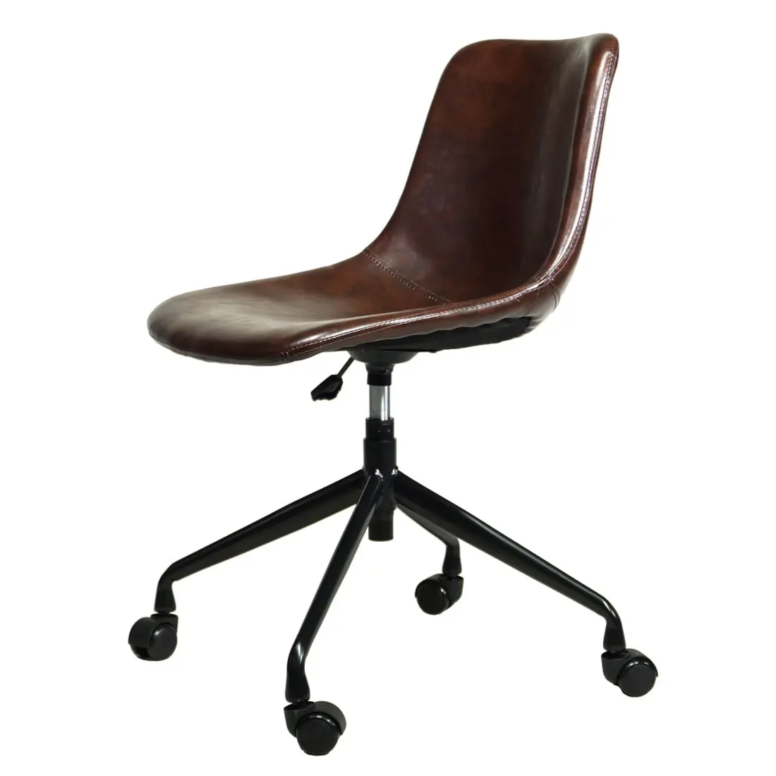 Vintage Design Schreibtischstuhl für zuhause, Industrial Stuhl auf Rollen, dunkelbraun