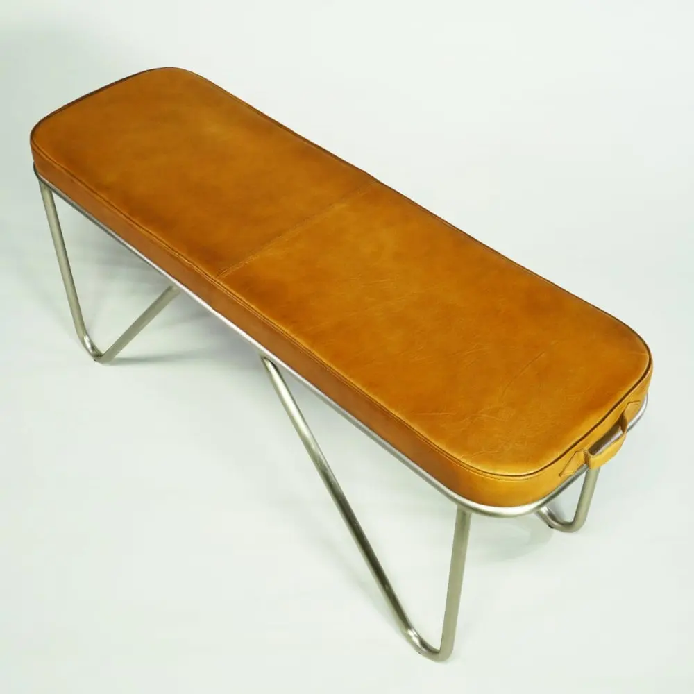Sitzbank im sportlichen Design - Vintage Turngeräte Möbel für zuhause, Gestell stahl-farben