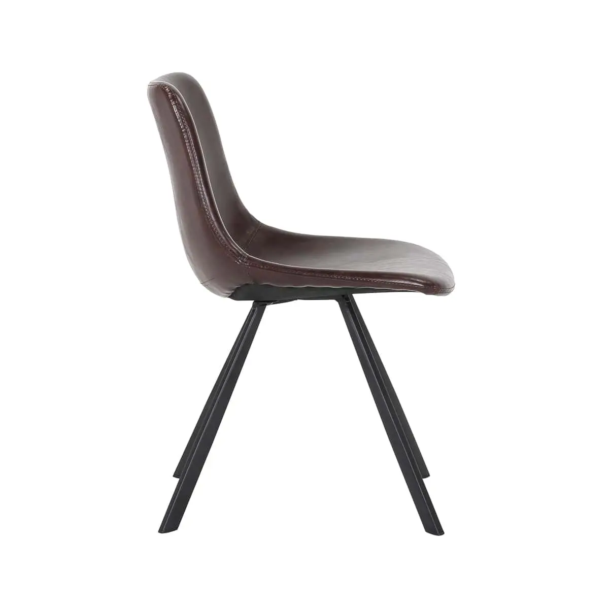 Esszimmerstuhl, Gastro-Stuhl für Cafes, Tagesbars, Restaurant, braun gepolstert, bequem, robustes schwarzes Metallgestell
