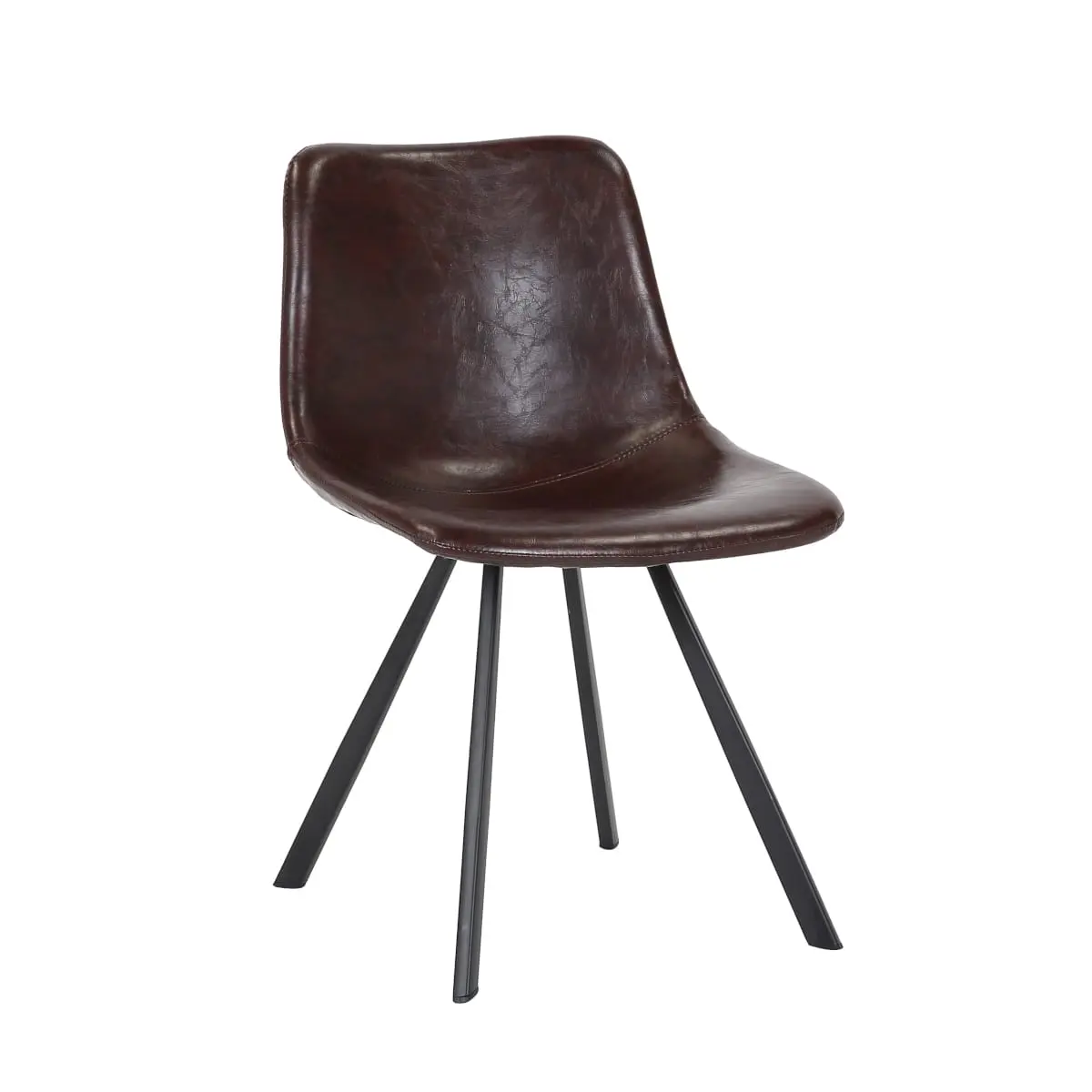 Stuhl für Esstisch, dunkel braun, retro industrial Design, Metallgestell schwarz