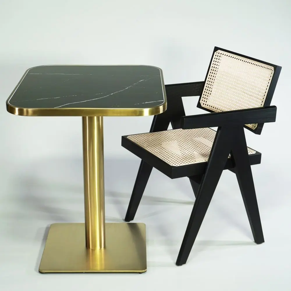 Vintage Design Klassiker Stuhl von Jeanneret, schwarz lackiert und mit Wiener Geflecht
