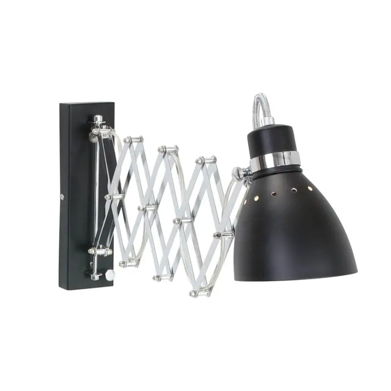 Wandlampe, ausziehbare Scherenlampe schwarz und chrome, echter Industrial Stil